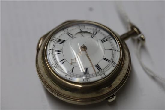 George Graham, London, a George III silver pair-cased keywind cylinder pocket watch, No. 6144, circa 1744,